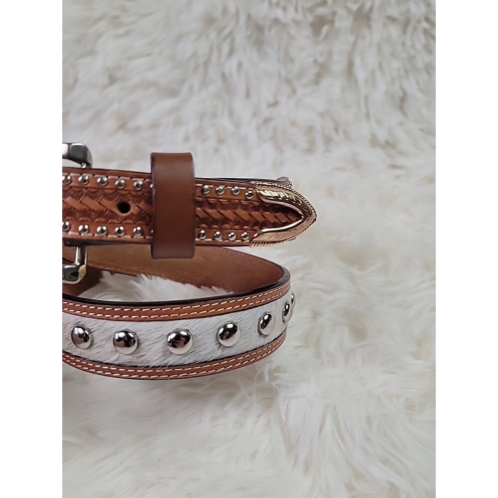 Ranger Belt Company Western Leather Belt Studded Cowgirl Womens Size 32 Cowhide - Picture 6 of 10